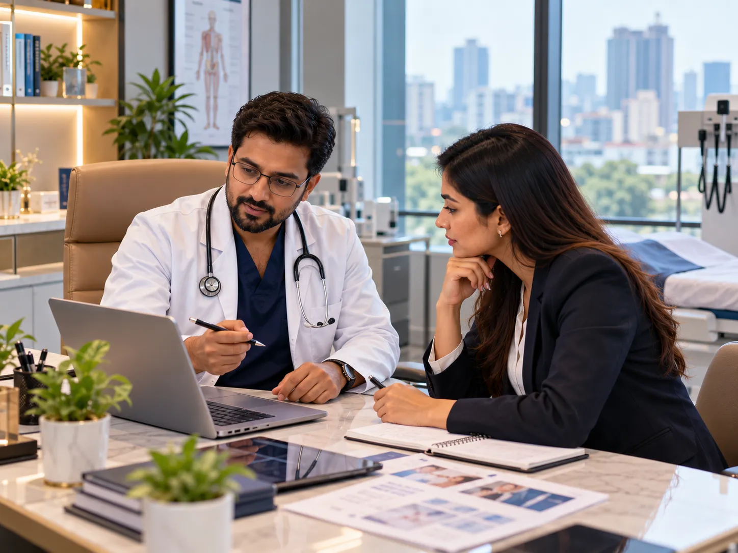 Healthcare marketing consultation in a modern Delhi clinic setting