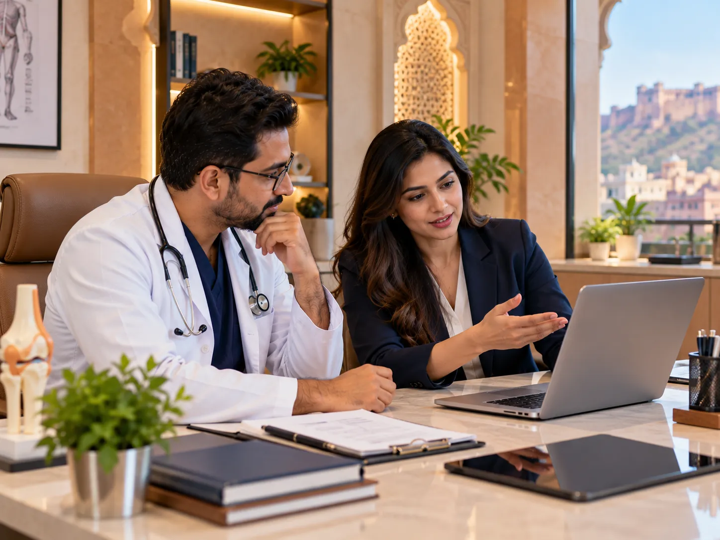 Healthcare marketing consultation in a modern Jaipur clinic setting